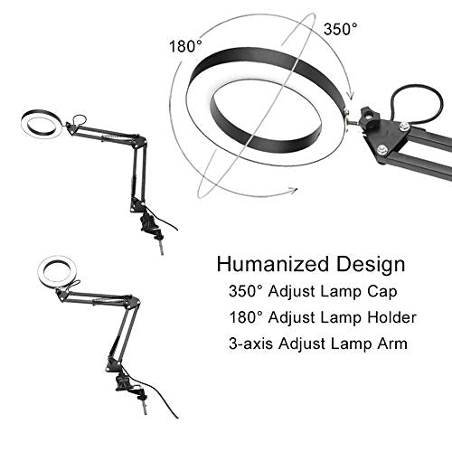 [Australia - AusPower] - Foldable Eyecare Table Lamp, Flexible Swing Arm Clamp Mount Lamp with USB Three Tone Desk Light Can Used for Learning, Reading and so on 