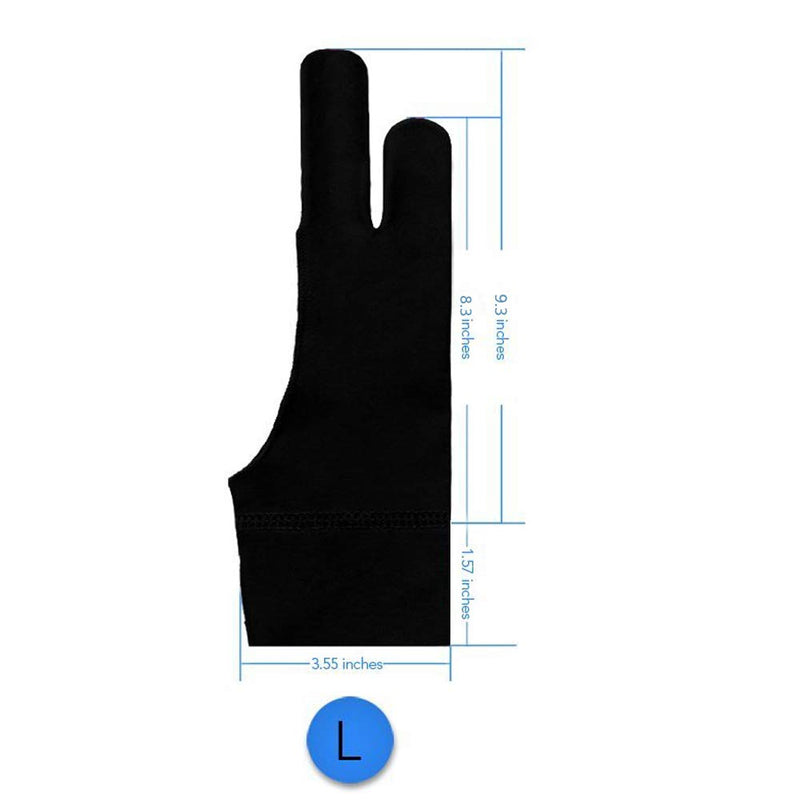 [Australia - AusPower] - 2pcs Black Two-Finger Glove for Graphics Drawing Tablet Light Box Tracing Light Pad,Artist Gloves for Graphics Tablet iPad Pro,Left or Right Hand S-for Women 
