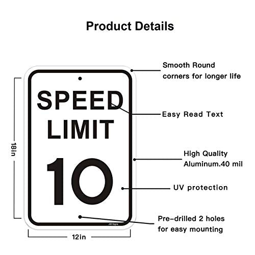 [Australia - AusPower] - 2-Pack Speed Limit 10 MPH Sign Slow Down Traffic Sign 12?x18? Rust Free 40Mil UV Printed Outdoor Metal Reflective Easy to Mount No Fading Outdoor Use for Neighbour Driveway Yard or School SL10-2pcs 