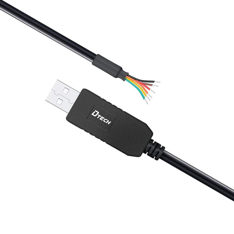 [Australia - AusPower] - DTECH USB to UART TTL Serial 3.3V Adapter Cable 6 Wire End with FTDI Chip FT232 TX RX Signal for Windows 11 10 8 7 XP Vista (6ft, Black) 3.3V -6 wire end 