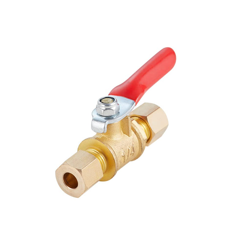 [Australia - AusPower] - Brass Ball Valve Shut Off Switch, Tubing Fitting Straight Coupling Adapter 2pcs (1/4" Compression x 1/4" Compression) 1/4" Compression x 1/4" Compression 