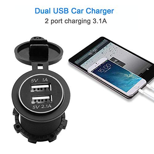 [Australia - AusPower] - Dual USB Charger Socket Power Outlet - 1A & 2.1A for Car Boat Marine Mobile with Wire Fuse DIY Kit (3.1A-Red) 