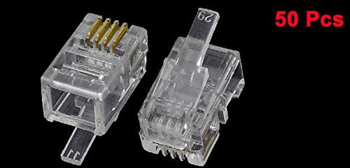 [Australia - AusPower] - uxcell 50 Pcs 4P4C RJ9 Jack Connector Clear for Telephone Cable Wire 
