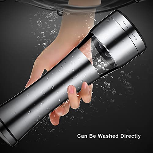 [Australia - AusPower] - Pepper Grinder or Salt Grinder, Best Spice Mill with Ceramic Blades, Adjustable Coarseness, Brushed Stainless Steel Cap, and Refillable Tall Glass Body ( 2.55*8.26 inch ) 