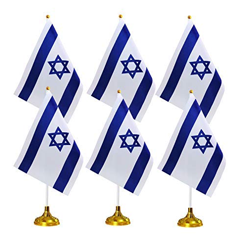 [Australia - AusPower] - 24 Pieces Israel Desk Flags with Stands Base,Small Mini Deluxe Israeli Table Flags Set,8 x 5.5 inches Miniature Desktop Flags,Home Desk Decoration,Table Decorations,Festival Events Celebration 