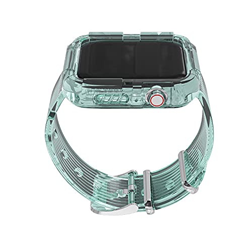 [Australia - AusPower] - BONICI Smart Watch Band for Apple Watch Series 6/SE/5/4/3/2/1 iWatch, Men Women Fashionable Glacier Feeling Stripe Surface Transparent Sport Soft TPU Watch Replacement Band (38mm 40mm) -Green Green 38mm/40mm 