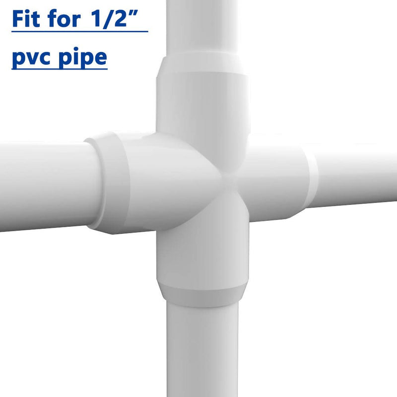 [Australia - AusPower] - letsFix Cross PVC Elbow Fittings 1/2 Inch, PVC Connectors for SCH40 1/2 Inch PVC Pipe - Build Heavy Duty PVC Furniture and Plumbing Projects Available, White [Pack of 10] 