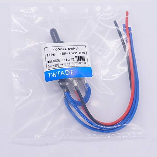 [Australia - AusPower] - TWTADE Waterproof Latching Reverse Polarity Switch 12V 10 Amps DC Motor Control 6 Pin 3 Position ON/Off/ON Metal DPDT Toggle Switch with Waterproof Boot Cap and 21mm Terminal Wires E-TEN-1322-DMX 