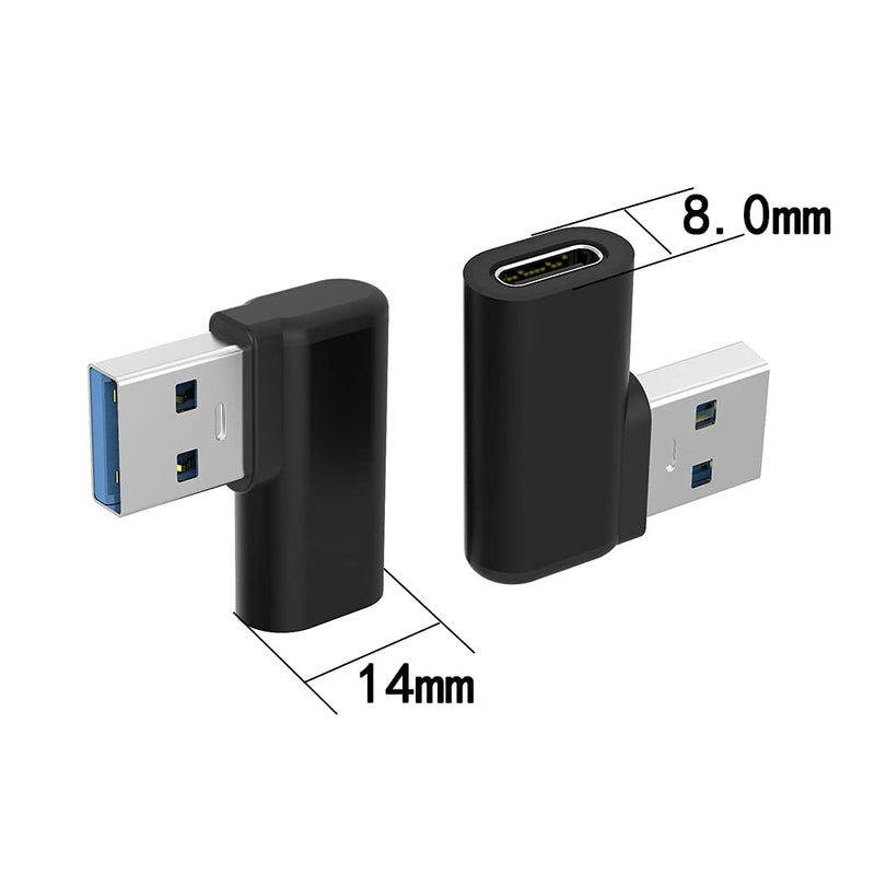 [Australia - AusPower] - USB C Female to USB A Male Adapter Right Angle, USB C to USB 3.0 Adapter, 90 Degree USB C to USB Adapter, USB Type C to USB Coverter Sync & Charging Adapter for USB C Cable, Hubs, 2Pack 