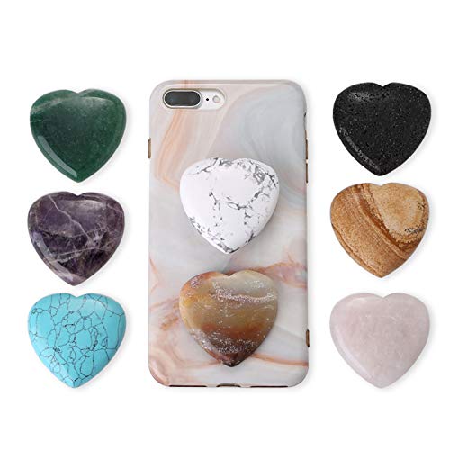 [Australia - AusPower] - Black Lava Stone Heart Phone Grip, Essential Oil Diffuser Collapsible Holder for Smart Phone and Tablet Black Lava 
