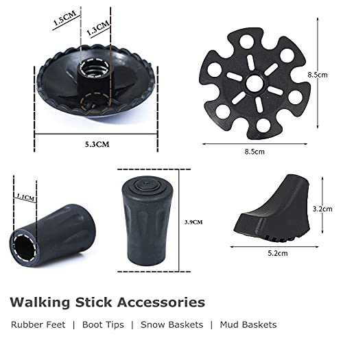 [Australia - AusPower] - Walking Stick Tips Rubber 4pcs Trekking Pole Tips Replacement- Rubber Feet for Hiking Poles, Walking Sticks, Trekking Poles | Rubber Tip for Walking Sticks Hiking Trekking Poles Boot Tips Rubber Feet 