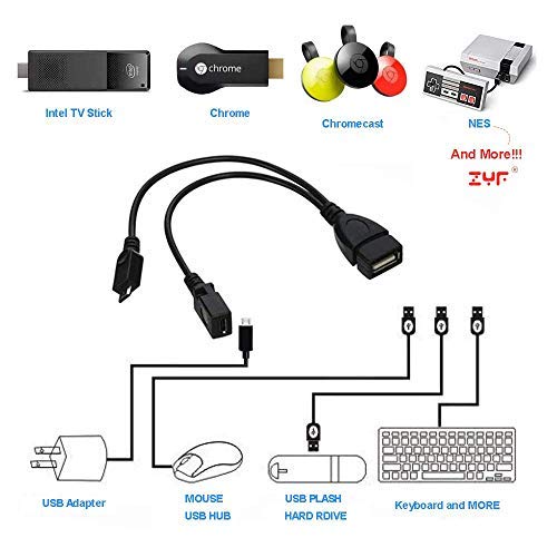 [Australia - AusPower] - ZYF Micro USB to USB Port Adapter (OTG Cable + Power Cable) for Firestick, Streaming TV Sticks, Media Devices, Android Phone Tablet - 2 Pack 