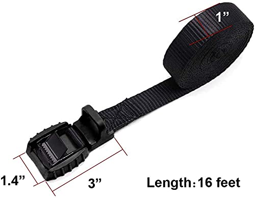 [Australia - AusPower] - Mind and Action 16 Foot Sturdy Tie Down Strap Lashing Strap with Rubber Padded Cam Lock Buckle,for Car Roof Rack,Kayak Canoe SUP Surfboard Tie Down,Boat Trailer Tow Strap(2 Pack ) 