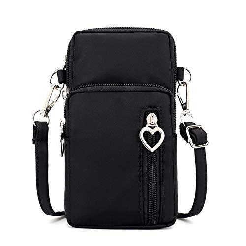 [Australia - AusPower] - Women Nylon Cell Phone Purse Small Crossbody Bag Sport Armband Wristband Wallet for iPhone 11 Pro Max, Galaxy Note 10+/9 S20+ S10 Plus S20 Ultra A50 A70, Moto G8+ G7 Power G6 Plus,LG Stylo 5/6 (Black) Black 