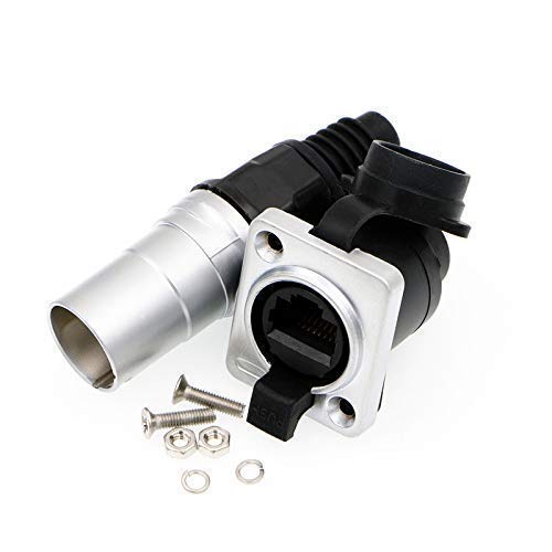 [Australia - AusPower] - Uonecn Waterproof Connectors RJ45 Female Sockets Male Plug Durable IP65 Connector Industrial Dual Panel Mount Black+Round 