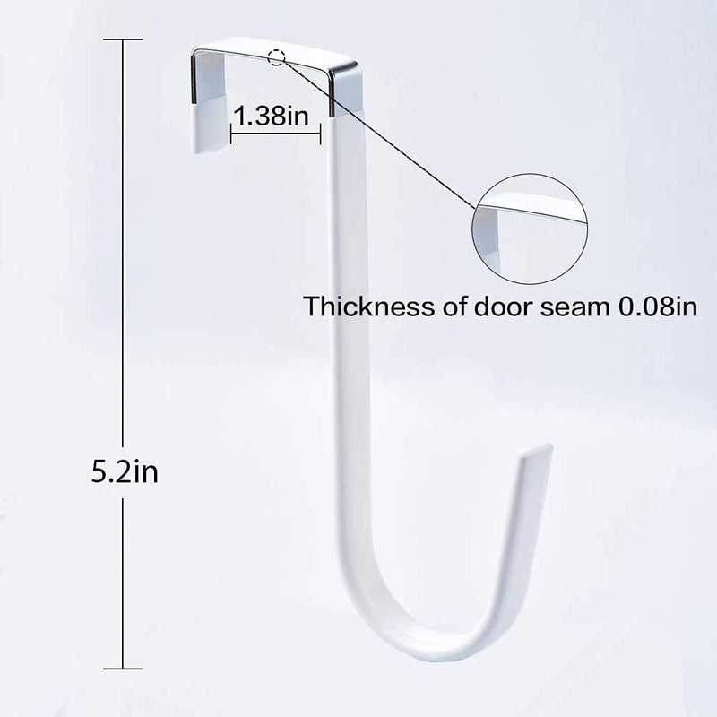 [Australia - AusPower] - Over Door Hook White - 2Pack Soft Rubber Surface Design to Prevent Article Scratches,Single Door Hook for Bathroom,Kitchen,Bedroom,Cubicle,Shower Room Hanging Towel,Clothes,Pants,Shoe Bag,Coat 2 Pack 