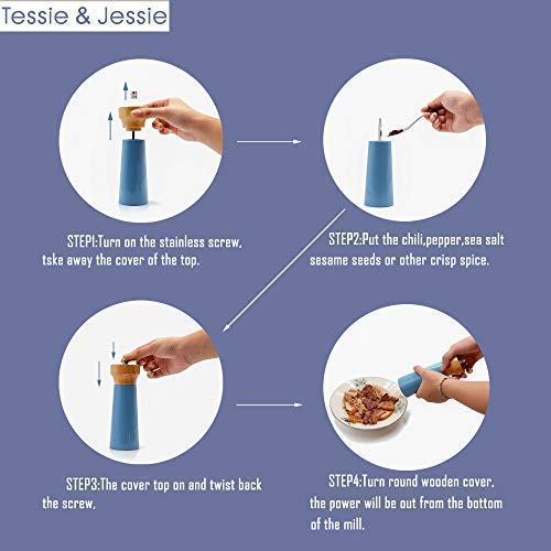 [Australia - AusPower] - Salt and Pepper Grinders White Salt Shaker Wooden Pepper Salt Grinder Set Pepper Mill - Stainless Ceramic Refillable for Sea Salt Black Pepper - 5" And 6" Christmas Gift Set By Tessïe & Jessïe Lighthouse(5"+6") 