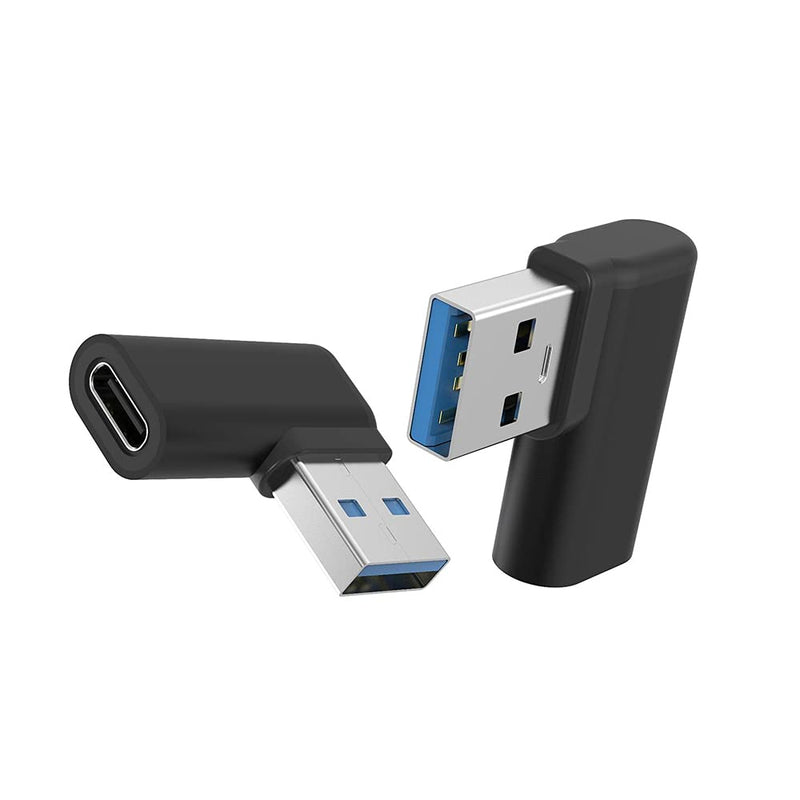 [Australia - AusPower] - USB C Female to USB A Male Adapter Right Angle, USB C to USB 3.0 Adapter, 90 Degree USB C to USB Adapter, USB Type C to USB Coverter Sync & Charging Adapter for USB C Cable, Hubs, 2Pack 