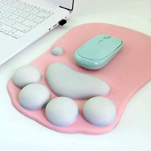 [Australia - AusPower] - WESAPPINC Cat Paw Mouse Pad with Wrist Support Cushion Soft Silicone Wrist Rests Ergonomic Cute Mousepad Design for Office Computer Mac Gaming Desk Decor (10.7x7.8x0.9'') (Pink) Pink 