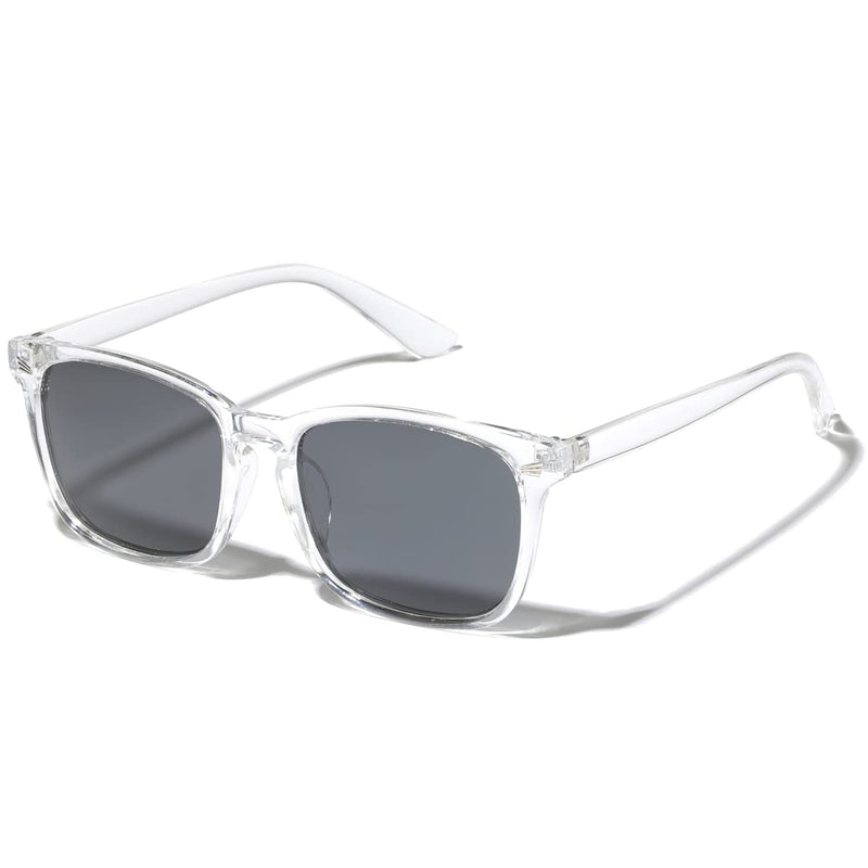 [Australia - AusPower] - AISSWZBER Square Polarized Sunglasses for Women Men Classic Trendy Stylish Sun Glasses 100% UV 400 Lens Protection Transparent 