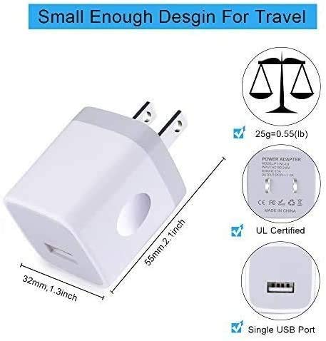 [Australia - AusPower] - iPhone Charging Block, Charger Cube 4Pack/5Watt One-USB Charger Block Plug in Wall Plug Outlet for iPhone 13 12 Mini 11 Pro Max XR XS X 8 7 6s SE, iPad Samsung Glaxy S21 S20 S10 S9 S8 J7 J3 S6 HTC White 