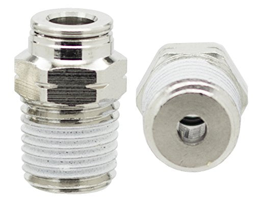 [Australia - AusPower] - PneumaticPlus PN11-1/4-1/4 Push to Connect Fitting, Nickel Plated Brass, Male Straight - 1/4" Tube OD x 1/4" NPT Thread (Pack of 10) 