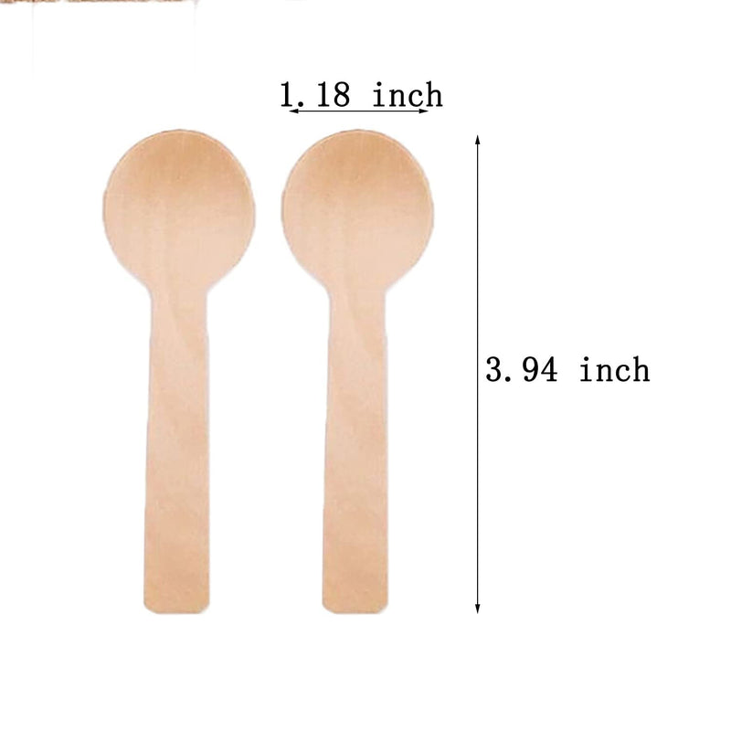 [Australia - AusPower] - 200pcs Mini Wooden Spoons,4inch Disposable Wooden Ice Cream Dessert Spoons,Biodegradable Compostable Birchwood 
