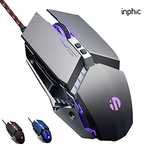[Australia - AusPower] - Inpic Wired Gaming Mouse Ergonomic Mouse RGB 6000 DPI Spectrum Backlit Ergonomic Macro Programming Mouse for PC Gamers Office Desktop Laptop 4 Colors LED (Starry Sky) starry sky 