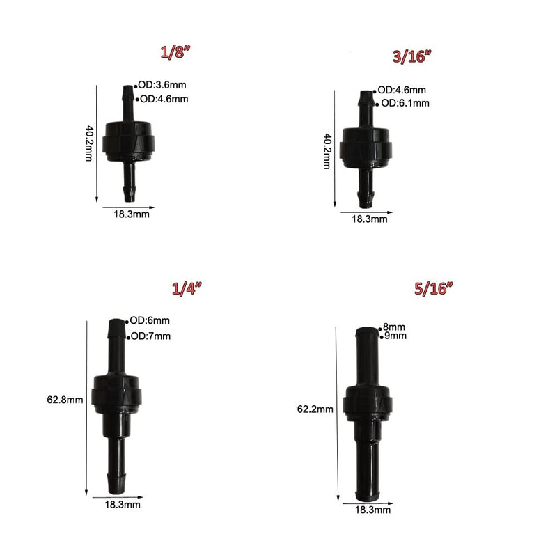 [Australia - AusPower] - BBTUS 1/8" 3.2mm PA66 Automotive Oil Line Spring Check Valve, Car Fuel Spring Check Valve, High Temperature and Corrosion Resistance one-way Oil Pump Check Valve 
