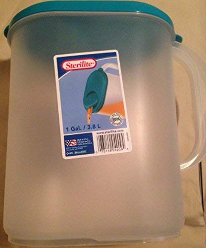 [Australia - AusPower] - Sterilite 1 Gallon Pitcher Blue Atoll Lid and Tab with Clear Base Freezer and Dishwasher Safe for Water Tea Juices BPA-free and phthalate-free 
