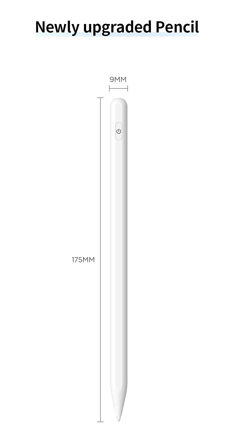 [Australia - AusPower] - SLAUNT Stylus Pen for iPad with Palm Rejection Compatible with Apple (2018-2021) iPad 6/7/8th, iPad Pro(11/12.9 Inch), Mini 5th, Air 3/4th iPad Pencil High Precision Writing Drawing Active Stylus Pen 