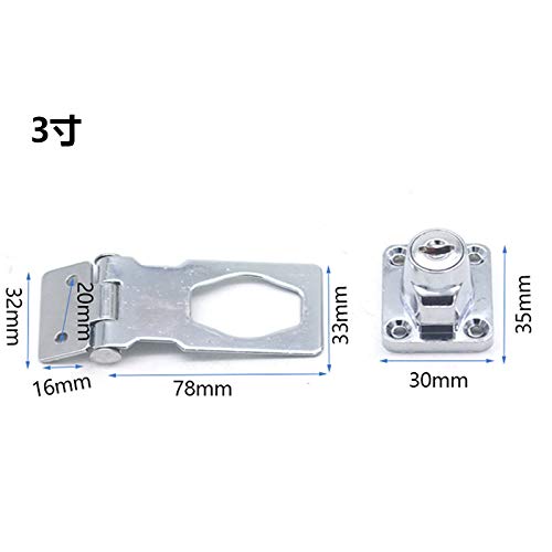 [Australia - AusPower] - 2 Packs Keyed Hasp Locks Twist Knob Keyed Locking Hasp for Small Doors, Cabinets and More,Stainless Steel Steel, Chrome Plated Hasp Lock Catch Latch Safety Lock (3Inch with Lock) 3Inch with Lock 