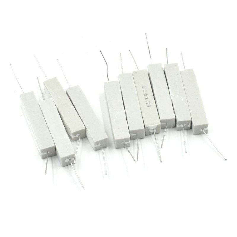[Australia - AusPower] - HONJIE 10W 1 Ohm Power Resistor Ceramic Cement Resistor Axial Lead White - (10 Pcs) 