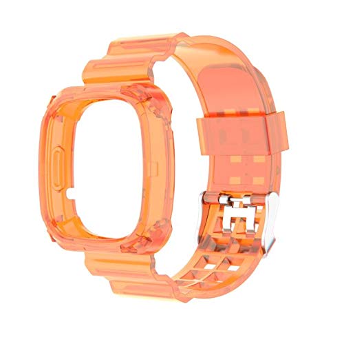 [Australia - AusPower] - Greaciary Compatible with Versa 3 Bands for Women Men, Crystal Transparent Bumper Sports Wristband Bangle Strap Sense/Versa 3 Smart Watch Large Small(Orange) Orange 
