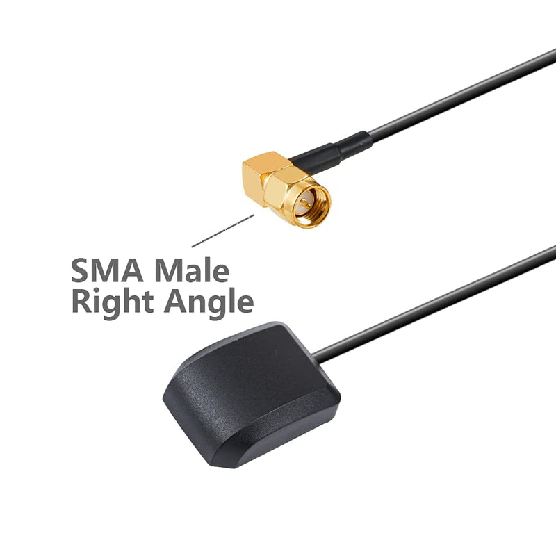 [Australia - AusPower] - POBADY Car GPS Antenna 1575.42MHz SMA Male Right Angle Adapter with 3M GPS SMA Antenna Extension Cable RG174 Magnetic Base for Car Vehicles GPS Navigation System GPS Receivers Car DVR 