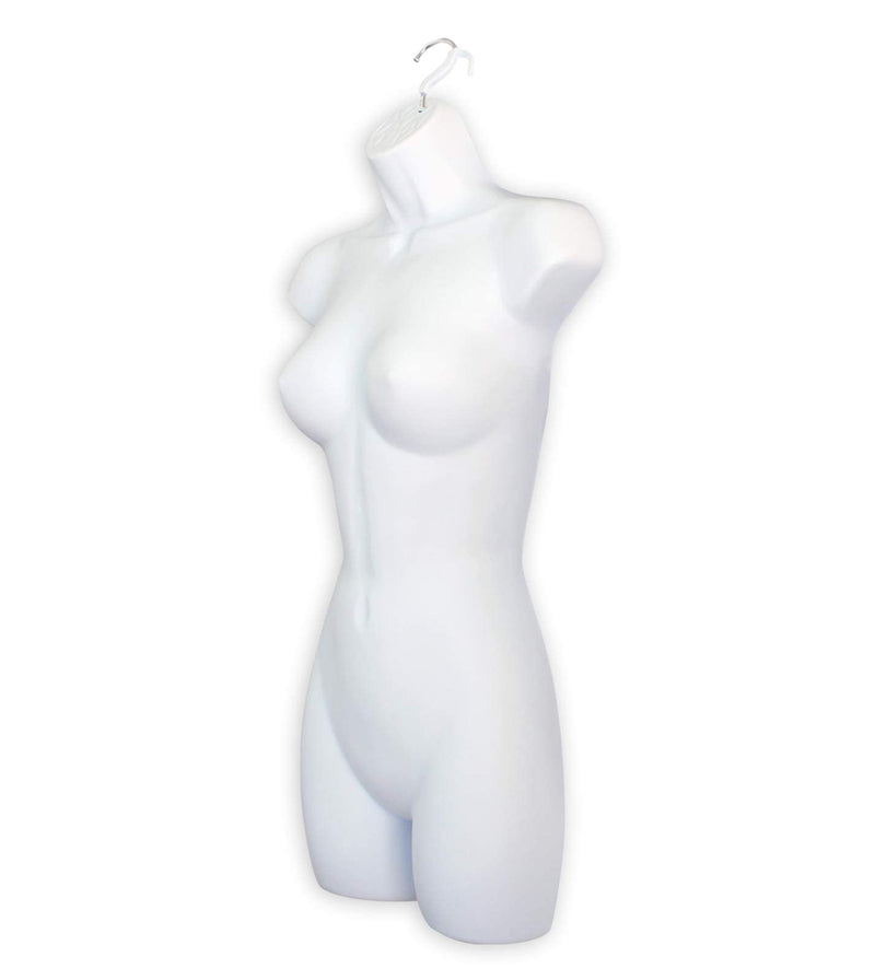 [Australia - AusPower] - White Female Mannequin Hip Long Hollow Back Body Torso Dress Form & Hanging Hook, S-M Sizes (1) 1 