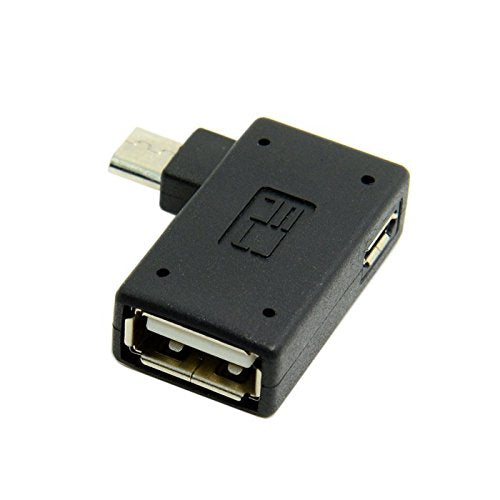 [Australia - AusPower] - Chenyang 90 Degree Right Angled Micro USB 2.0 OTG Host Adapter with USB Power for Cell Phone & Tablet 