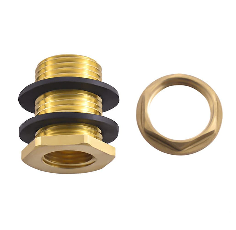 [Australia - AusPower] - 2 Pack 1/2" Female NPT and 3/4" Male GHT (Garden Hose Threaded) Solid Brass Water Tank Connector, Bulkhead Fitting With 2 Rubber Ring 2 Pack 1/2" Female NPT 3/4" Male GHT 