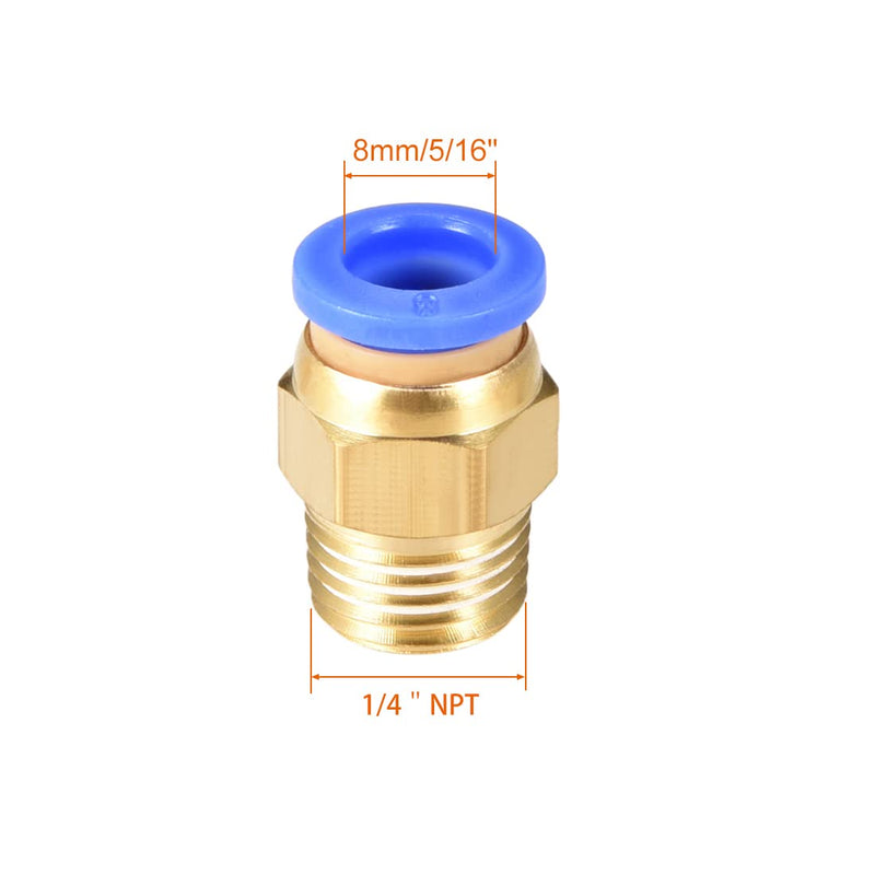 uxcell Straight Pneumatic Push to Quick Connect Fittings 1/4NPT Male x ...