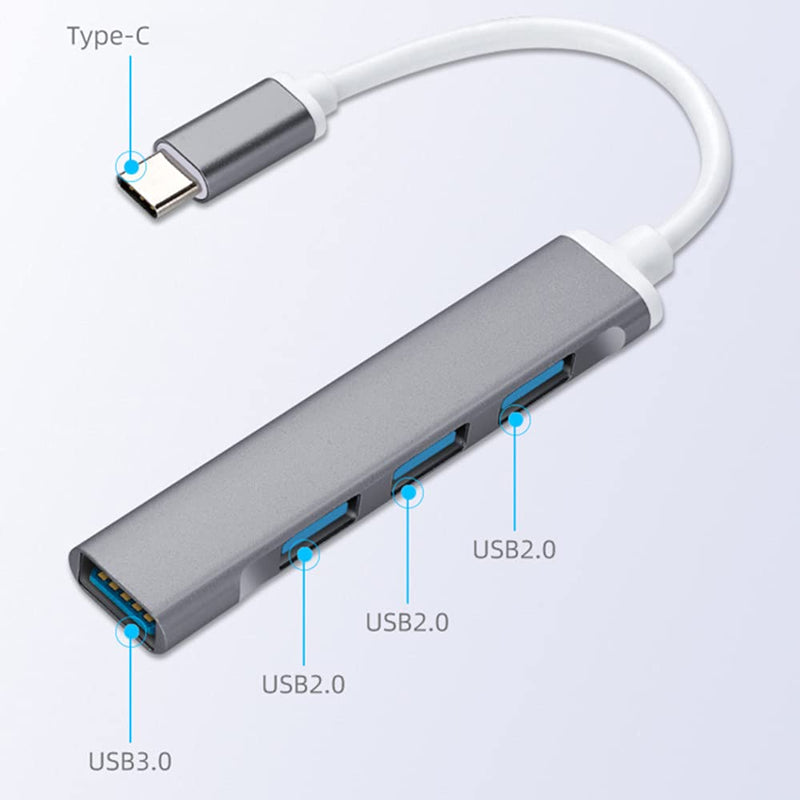 [Australia - AusPower] - JacobsParts USB-C Type C to USB 3.0 4 Port Hub Splitter for MacBook Pro/Air, iPad, PC, Chromebook, Phone (Black) Black 