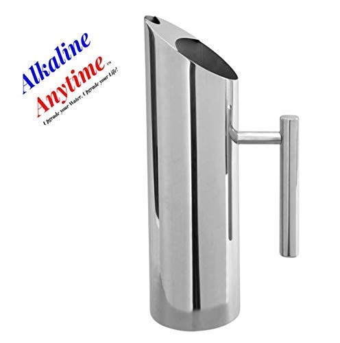 [Australia - AusPower] - Alkaline Anytime American Stainless Steel Pitcher 1.5L -Stainless Steel Handle & Ice Guard / Water Carafe w/ Handle -Beverage Pitcher for Water, Alkaline Wate, Juice, Iced Tea, Iced Coffee or Lemonade 