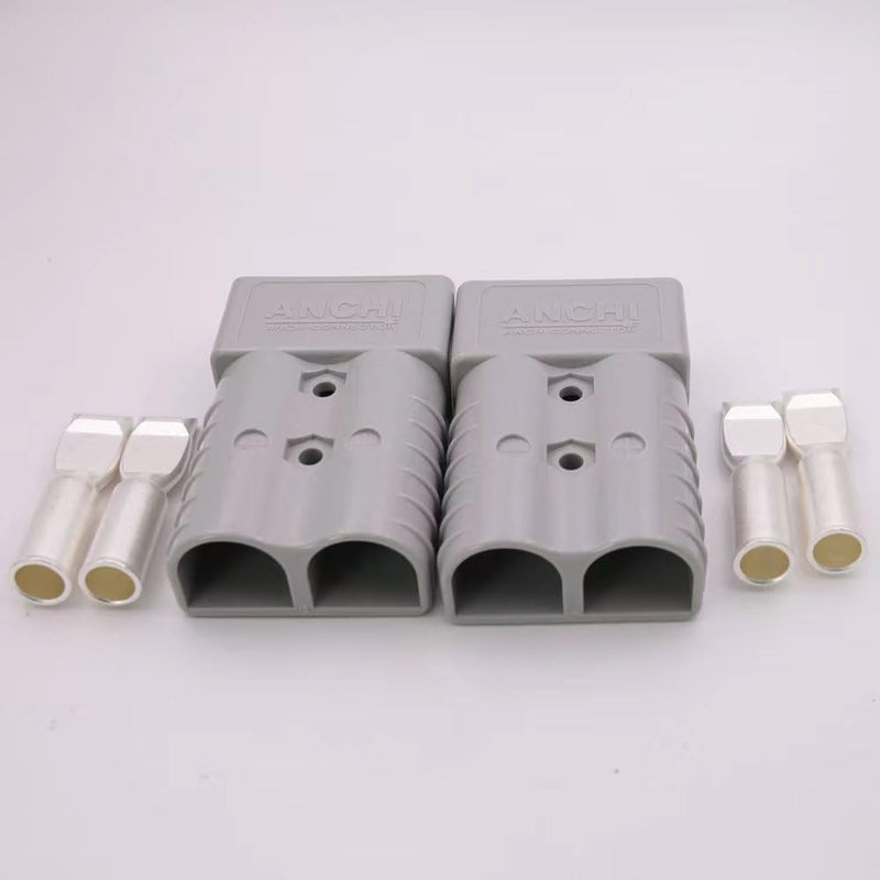 [Australia - AusPower] - 350A Forklift Battery Connector 2/0 AWG Gray 350A 600V Plug, Jumper Cable Plug Connect/Disconnect for Recovery Winch, Towing Systems (2PCS 350A Gray) 2PCS 350A gray 