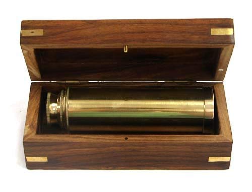 [Australia - AusPower] - Brass 9" Handheld Brass Telescope Nautical Pirate Spy Glass with Box Halloween Decorations Costumes 