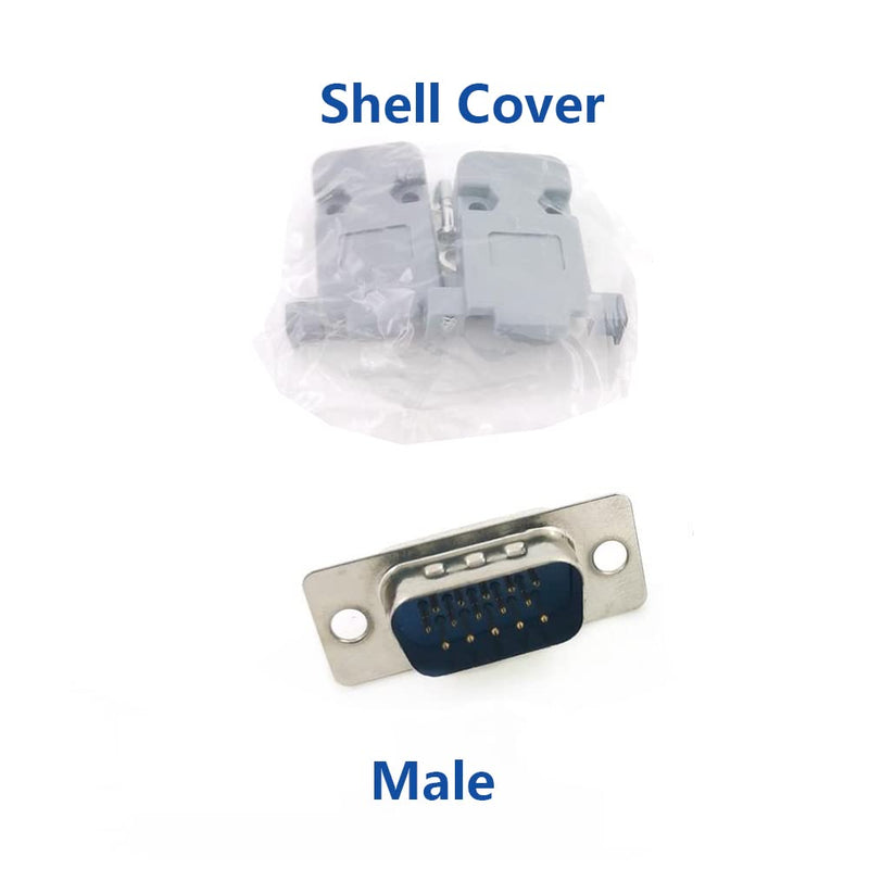 [Australia - AusPower] - Jienk 10PCS VGA Male DB15 3 Row Solder Cup Connectors Kit, Solder Type D-SUB HD15 Port15 Pin D Sub Couplers with Plastic Hoods, Strain Relief Grommet and Screws 