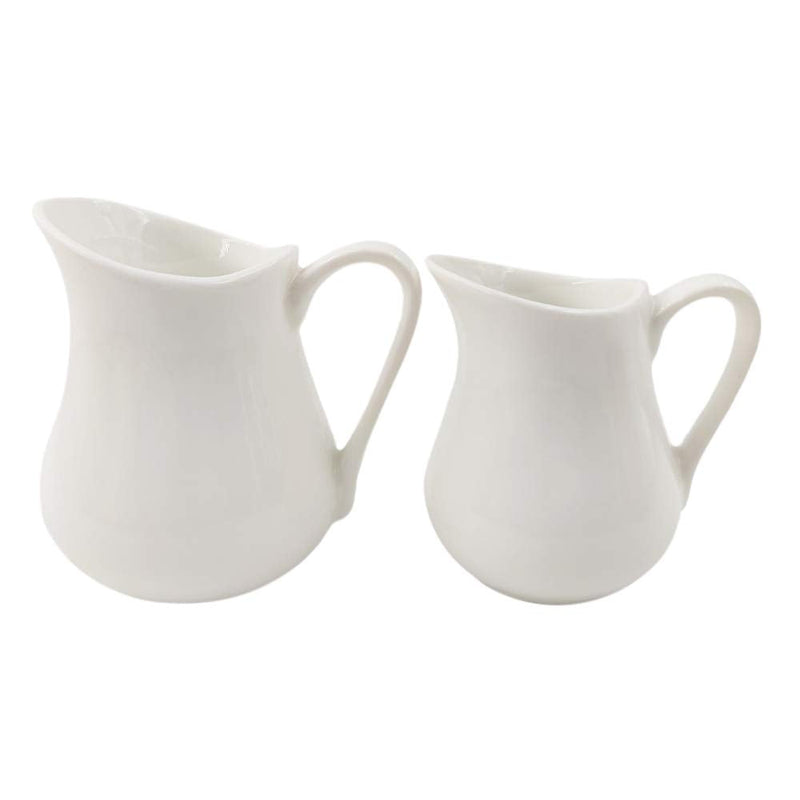 [Australia - AusPower] - Sizikato 2pcs Pure White Ceramic Creamer with Handle, Mini Coffee Milk Creamer Pitcher. 2 Ounce 2oz + 2oz 