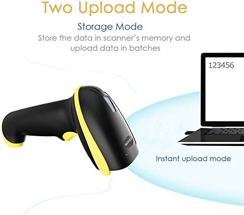 [Australia - AusPower] - NADAMOO Wireless Barcode Scanner Compatible with Bluetooth, USB 1D Bar Code Reader for Inventory Management, Work with Windows/Mac OS/Linux Computer, Made for iPhone, iPad, and Android 
