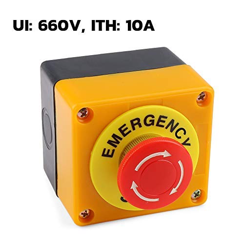 [Australia - AusPower] - Push Button Switch AC 660V 10A Red Sign Emergency Stop Push Button Weatherproof Switch 