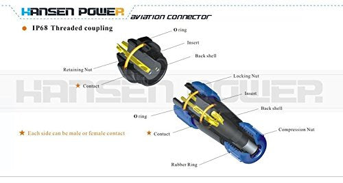 [Australia - AusPower] - SP21 4pin Waterproof Crimp Connector, IP67 30A 500V High Voltage Power Cable Plug Socket, Bulkhead Industrial Heavy Connector(4pin) 