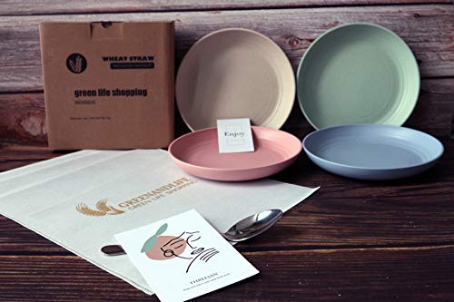 [Australia - AusPower] - Greenandlife Lightweight Wheat Straw Plates - 4Pack Unbreakable Dishes and Plates Sets Non-toxin, Dishwasher & Microwave Safe BPA free and Healthy for Kids Children Toddler & Adult (7.87'') Medium 