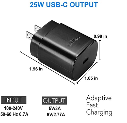 [Australia - AusPower] - Samsung USB-C Super Fast Charging Wall Charger-25W PD Charger Adapter for Samsung Galaxy S21 S20 Ultra 5G Note10 20 Plus, iPhone 12 Mini Pro Max 11 XS XR X 8 Plus,Google Pixel and More(2 Pack) Black 